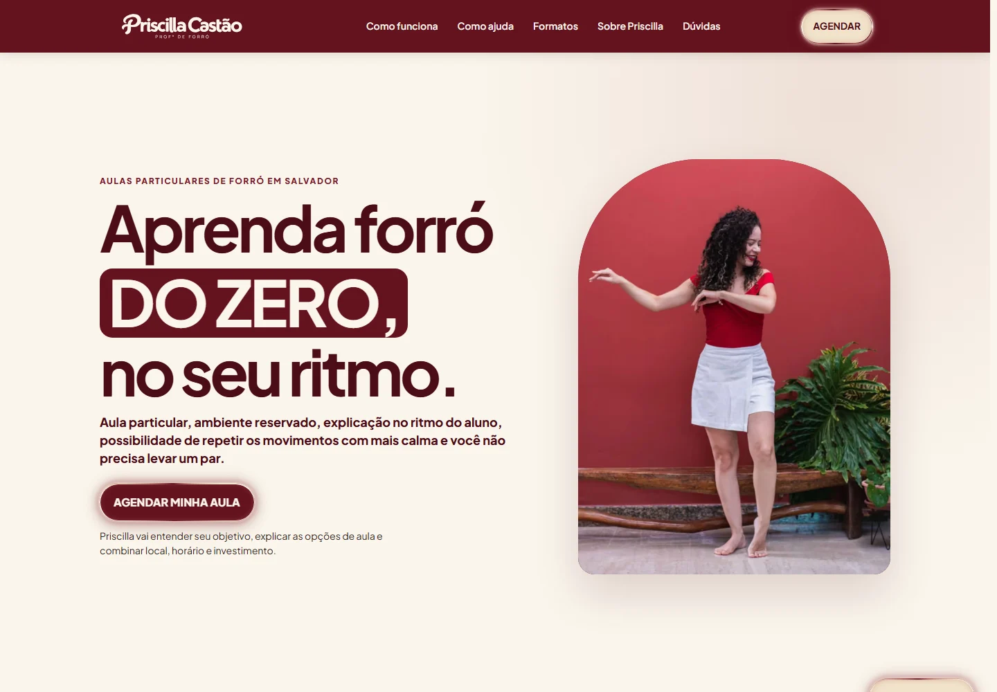 Priscilla Castão landing page for beginners