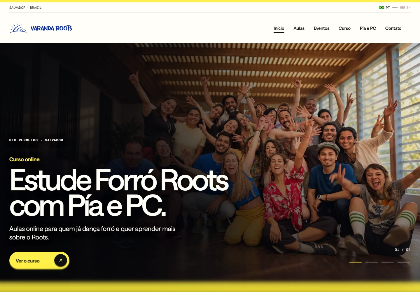 Bilingual Varanda Roots home page with its community